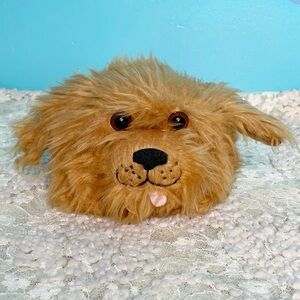 Jewlery Box Cute Brown Shaggy Puppy Dog Red Removable Tray Mirror Rare